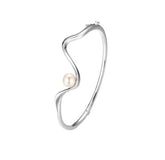 Silver Swirl Pearl Bangle Bracelet